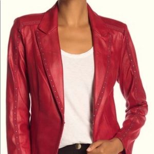 NWT Insight New York Red Faux Leather Blazer Jacket size 8